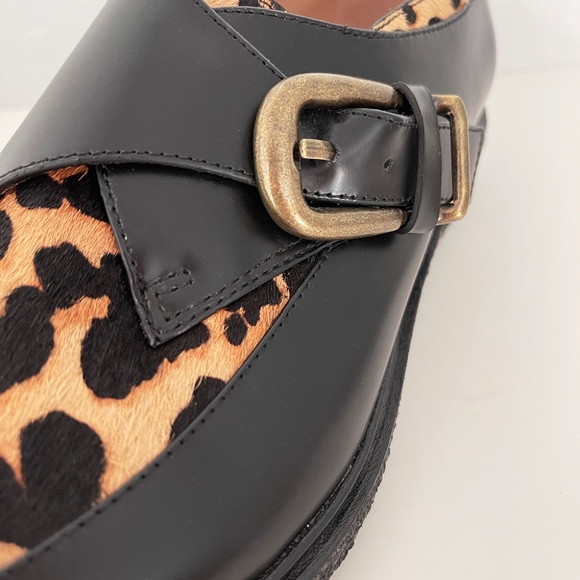 Belle by Sigerson Morrison Leopard and Leather creepers pointy toe flats loafers - Picture 9 of 13